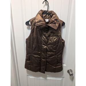 Chico's Zenergy Shiny Brown Full Zip Puffer Vest Casual Work School Size 0